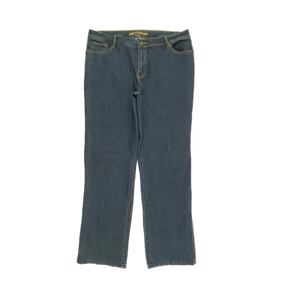 Ashley Stewart Straight Leg Women's size 18 Dark Wash Blue Denim jeans
